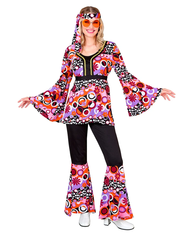 70s Hippie Pink Bubbles Damenkostüm