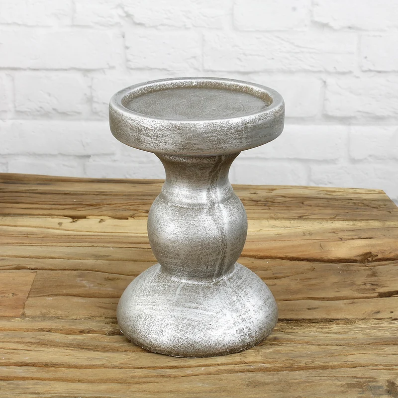 Kerzenständer rund Silber aus Terracotta
