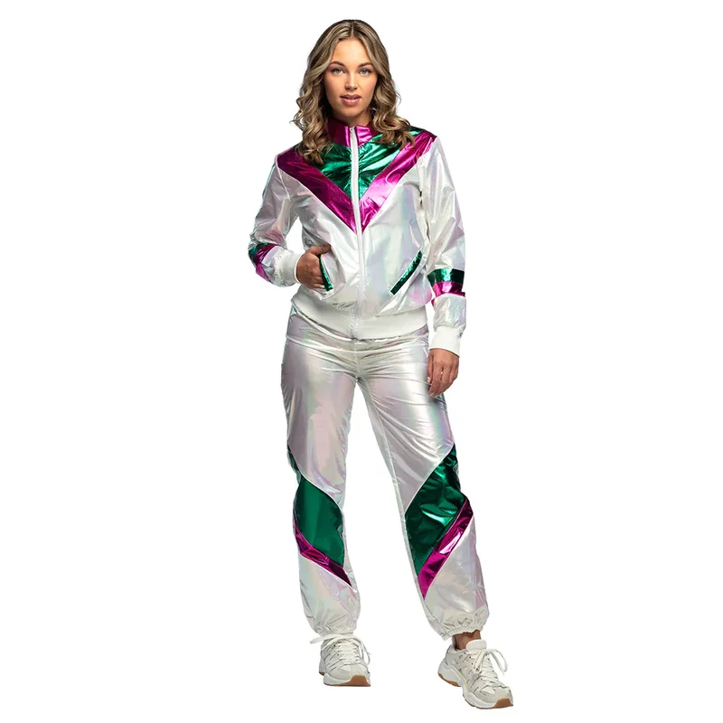 Holografisch Trainingspak Dames – Gekleurd | 90’s Gabber Fout Party Kostuum