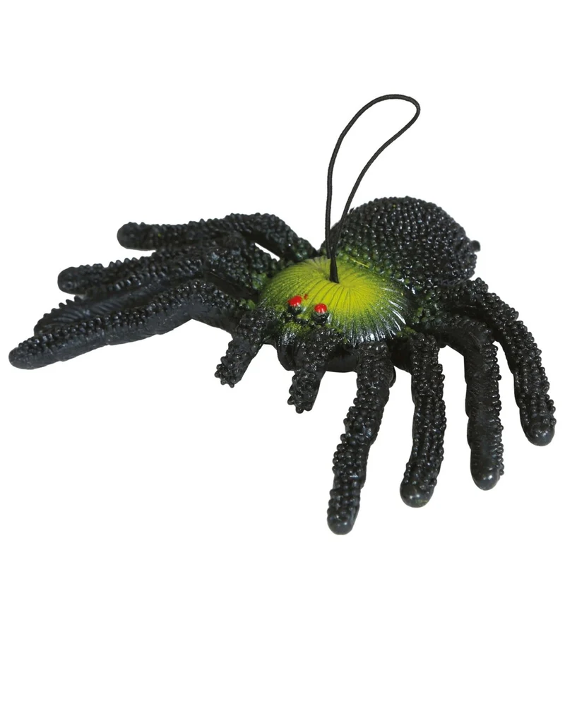 Schwarz-Grüne Spinne aus Gummi 14cm