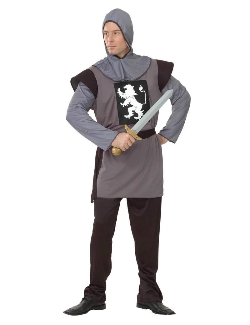 Mittelalterliches Ritter-Herrenkostüm braun-grau-weiss