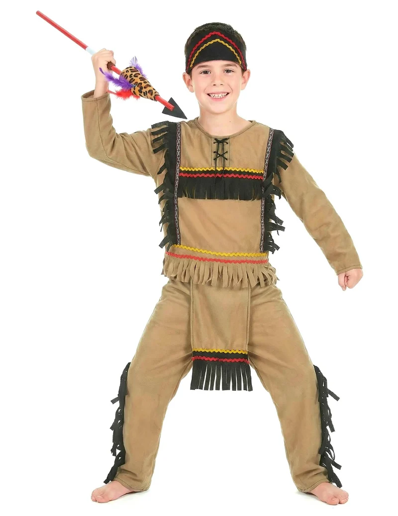 Indianer-Kostüm für Jungen 3-teilig beige