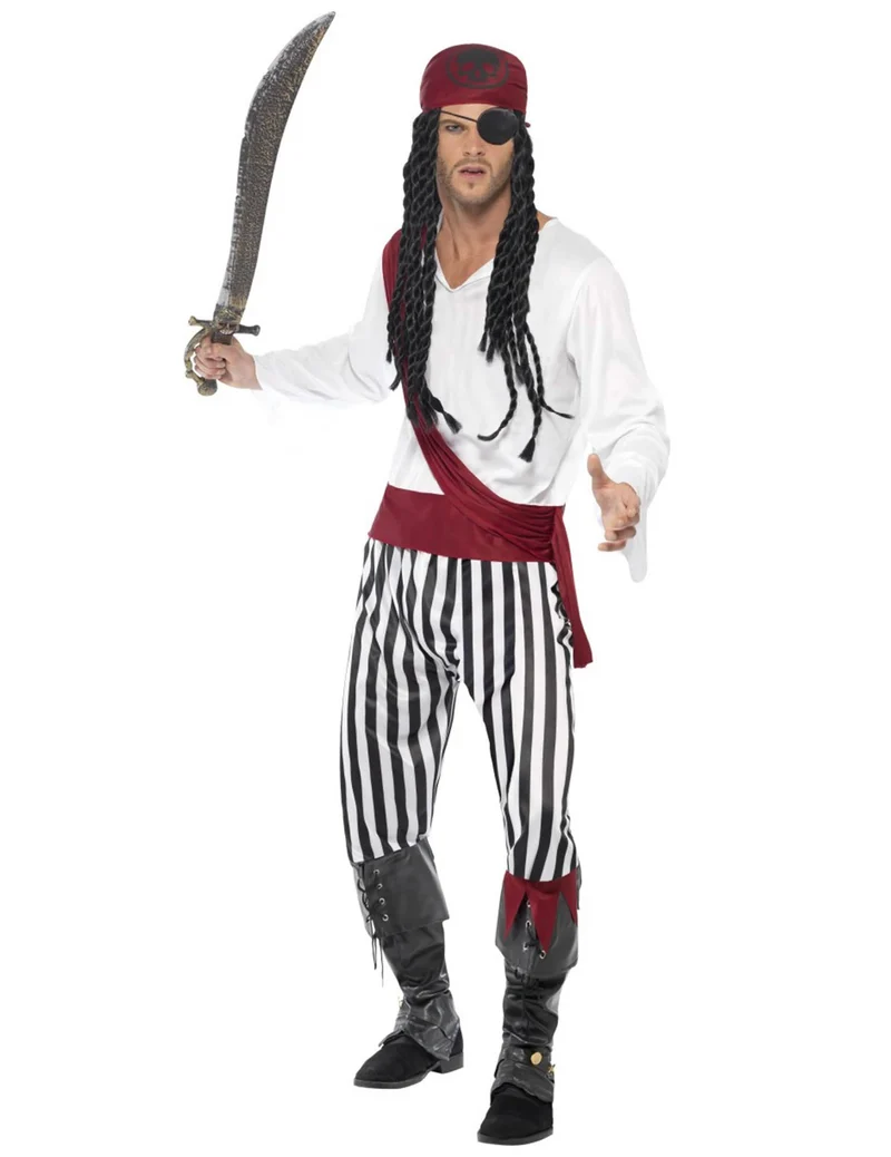 Piraten-Faschingskostüm für Herren schwarz-weiss-rot