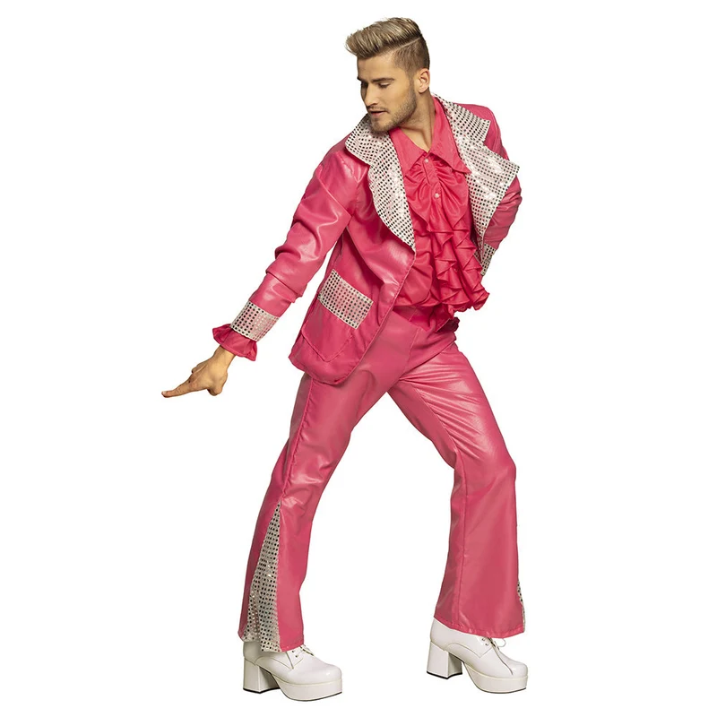 Trainingspak Dancing Dude UV – Roze | 80’s Disco Fout Party Kostuum