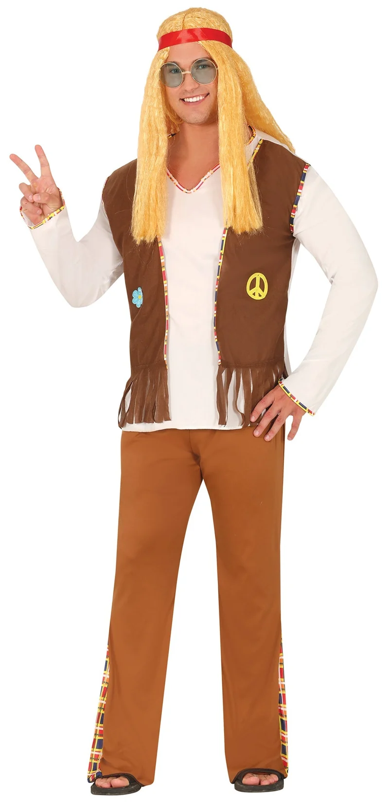 Hippie Kostuum Bruin – Jaren 60/70 Flower Power Outfit