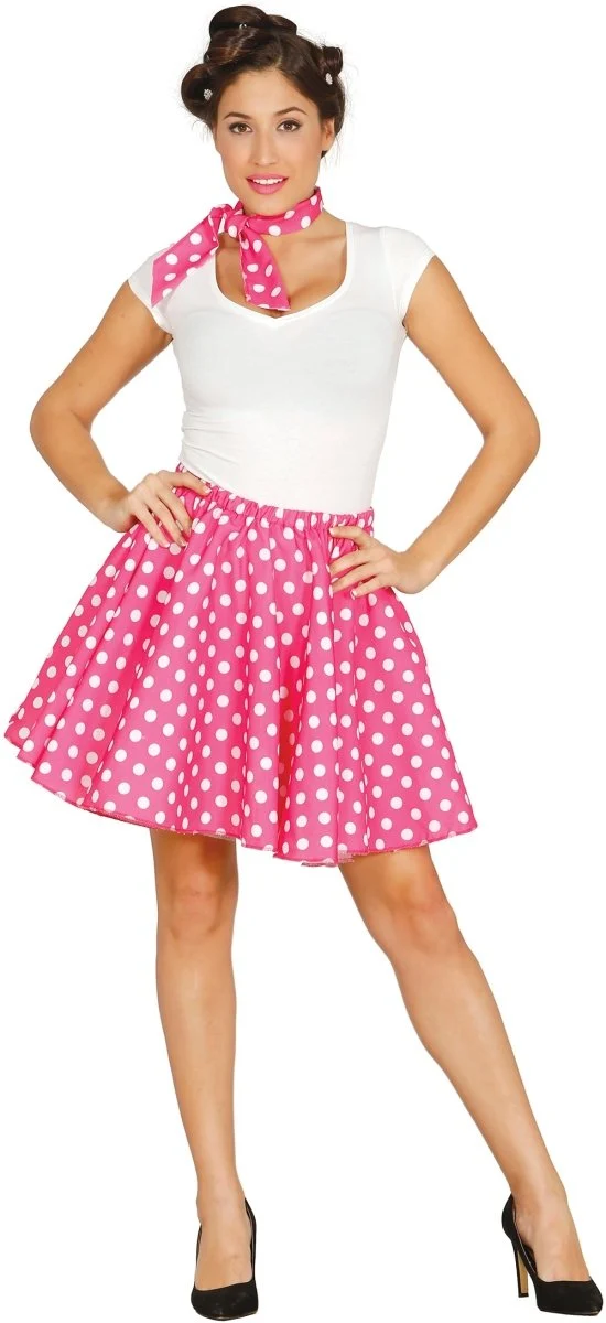 Grease Kostuum Dames – Roze - Maat L 42/44 | Jaren 50 Rock-’n-Roll Outfit