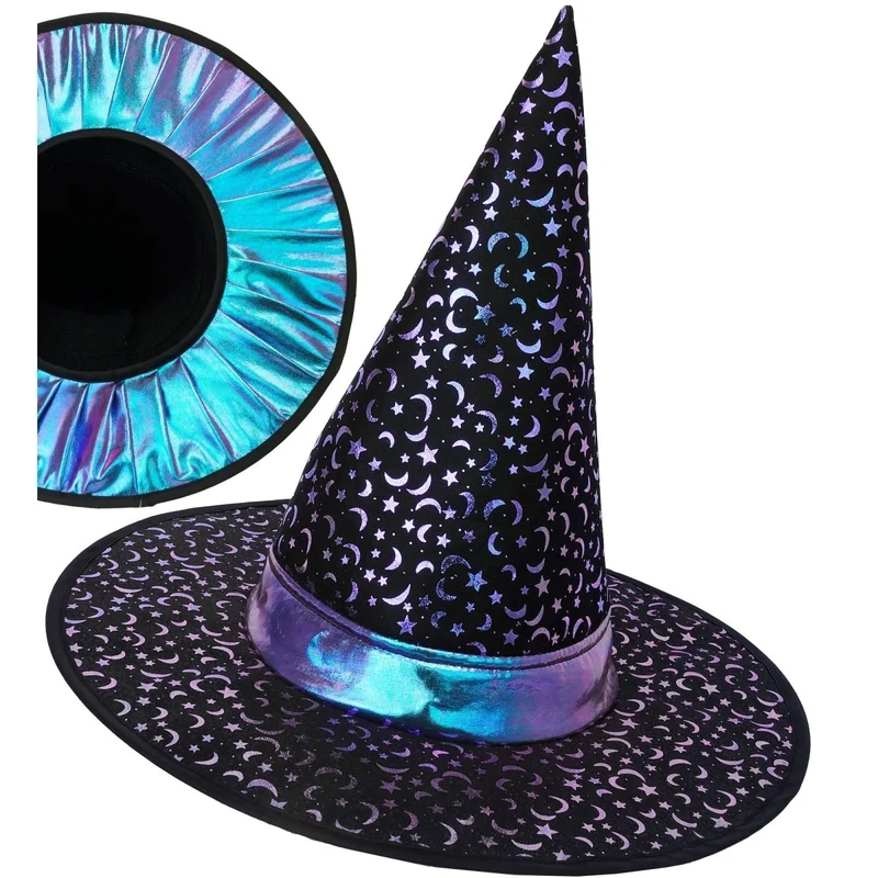 Halloween-Hexenhut für Kinder mit Sternen und Mond