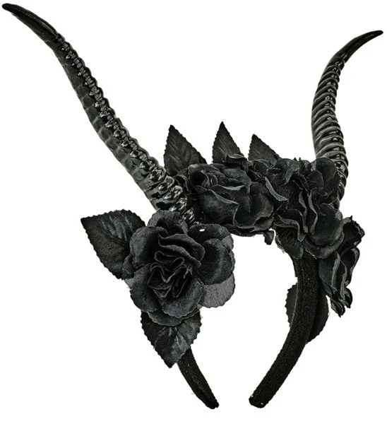 Halloween-Haarband, schwarz, Teufel, Blume