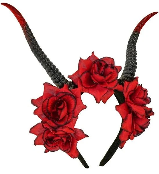 Halloween-Haarband Schwarz-Rot Teufel Blume