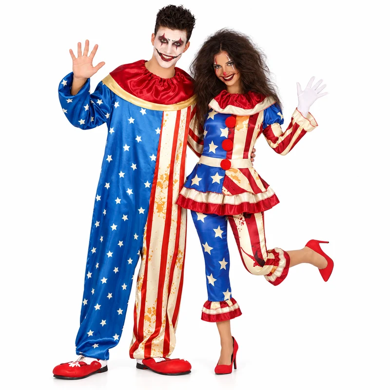 DUO DEAL - Patriot Clown Koppelkostuum – Amerikaanse Clown Outfit
