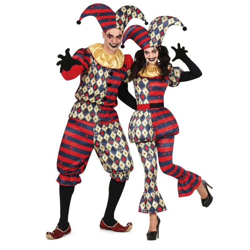 DUO DEAL - Harlekijn Halloween Koppelkostuum – Voor Dames & Heren