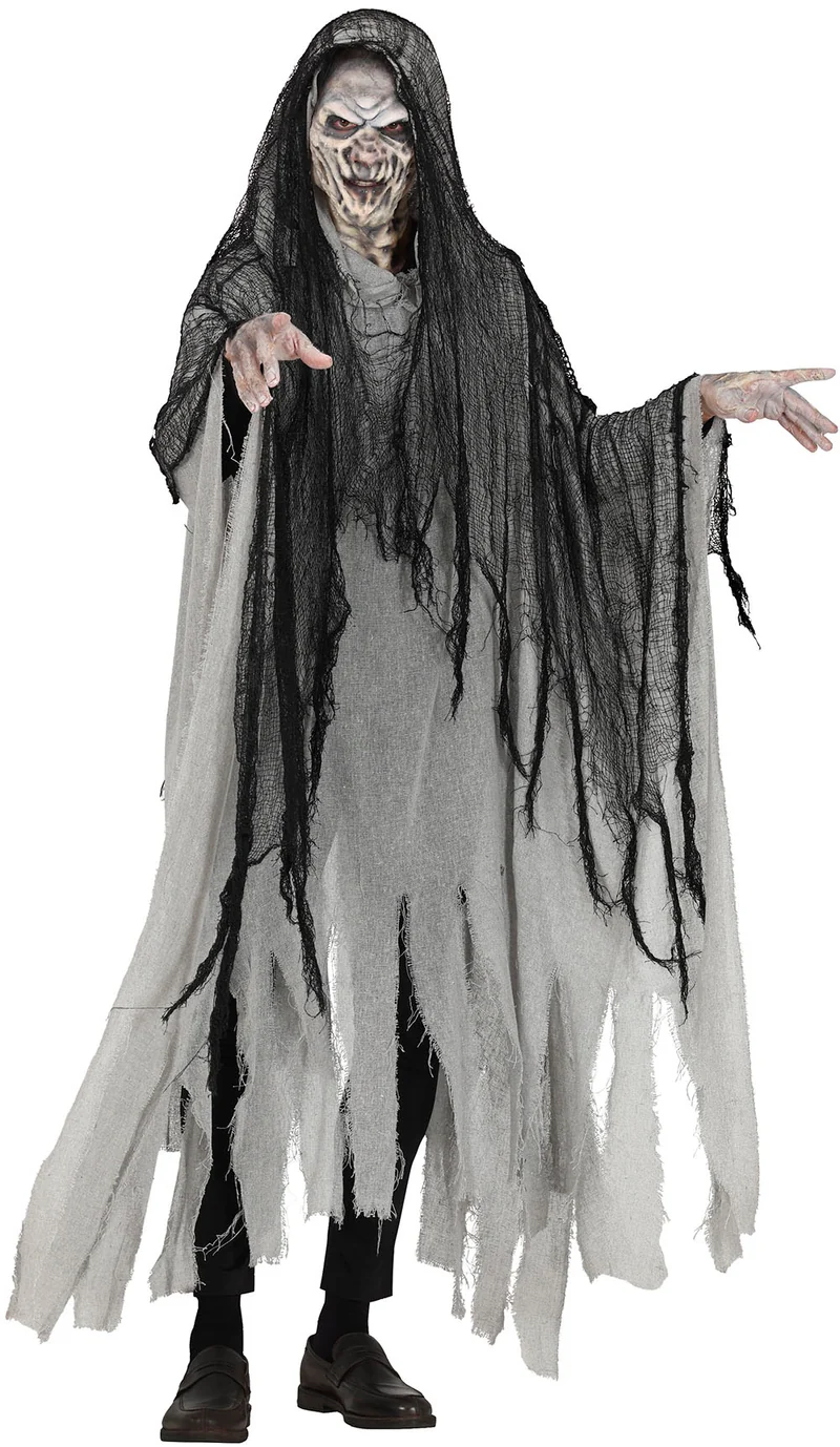 Cursed Ghost Kostuum – Vervloekte Geest Tuniek met Capuchon One Size