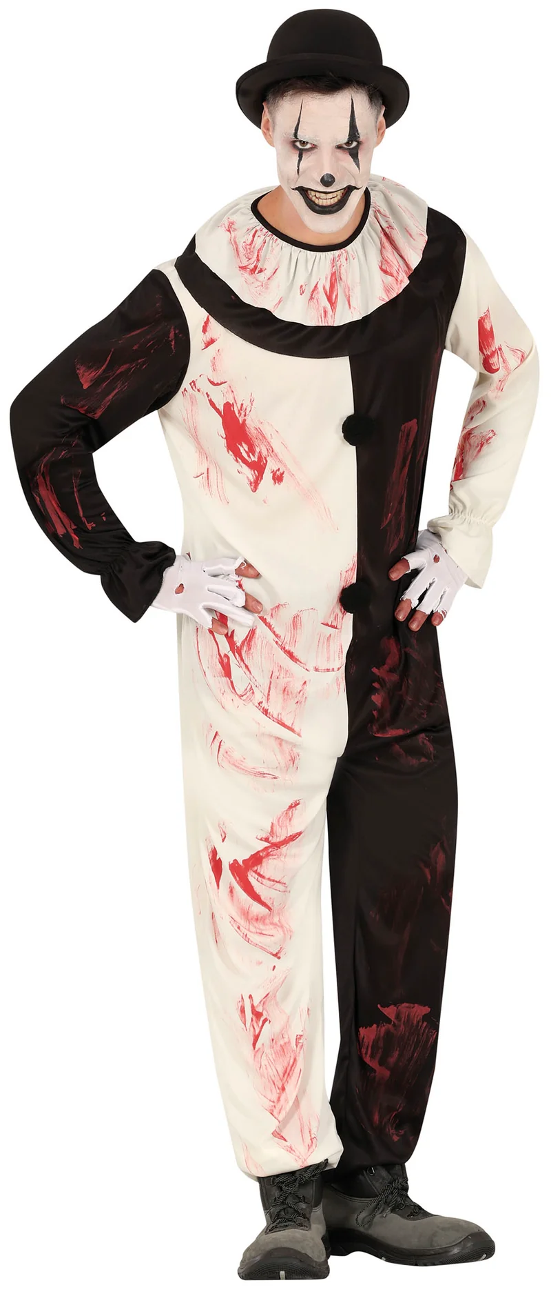 Terrifying Clown Kostuum Heren – Enge Horror Clown Jumpsuit met Kraag