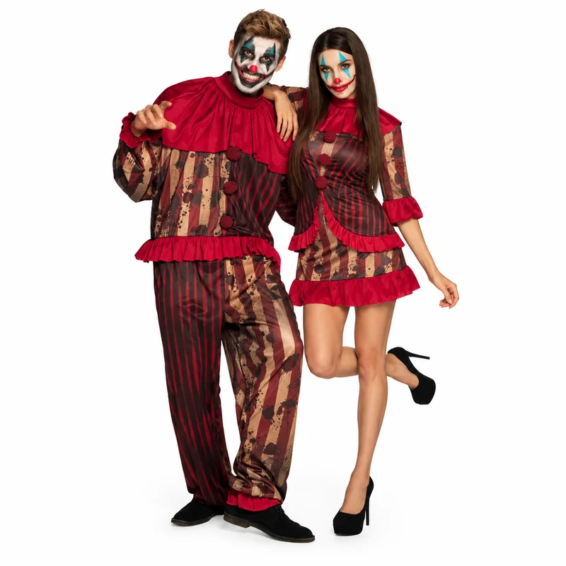 DUO DEAL - Midnight Clown Duo Kostuum – Killer Clown Koppelkostuum