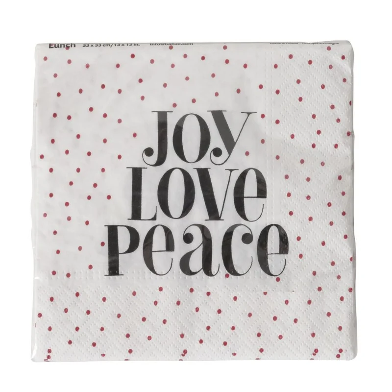 Papierservietten Joy, Love, Peace weiß