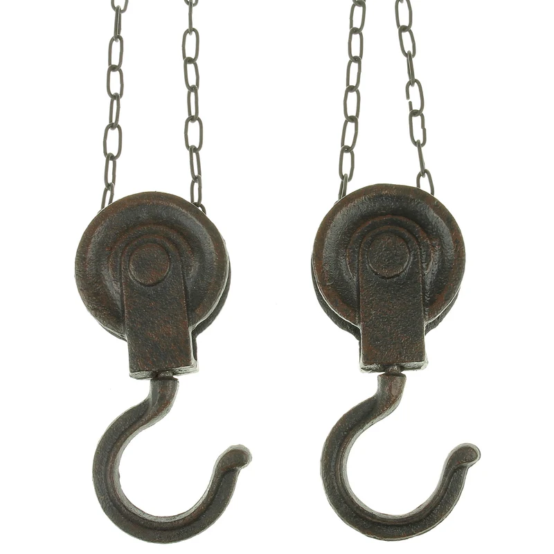 Wand-Deckenhaken - Flaschenzug, Metall, dunkelbraun, 2-Set