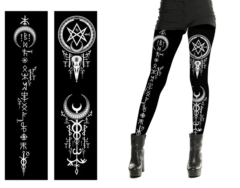Halloween-Strumpfhose, schwarz, Voodoo