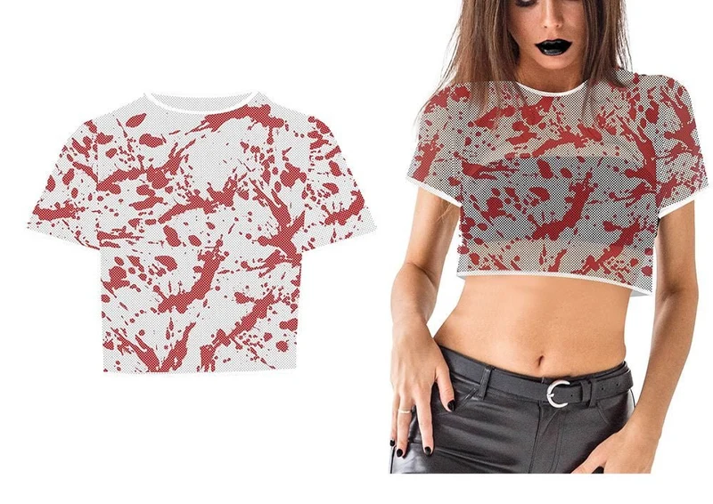 Halloween-Shirt in Weiß mit Blutspritzern