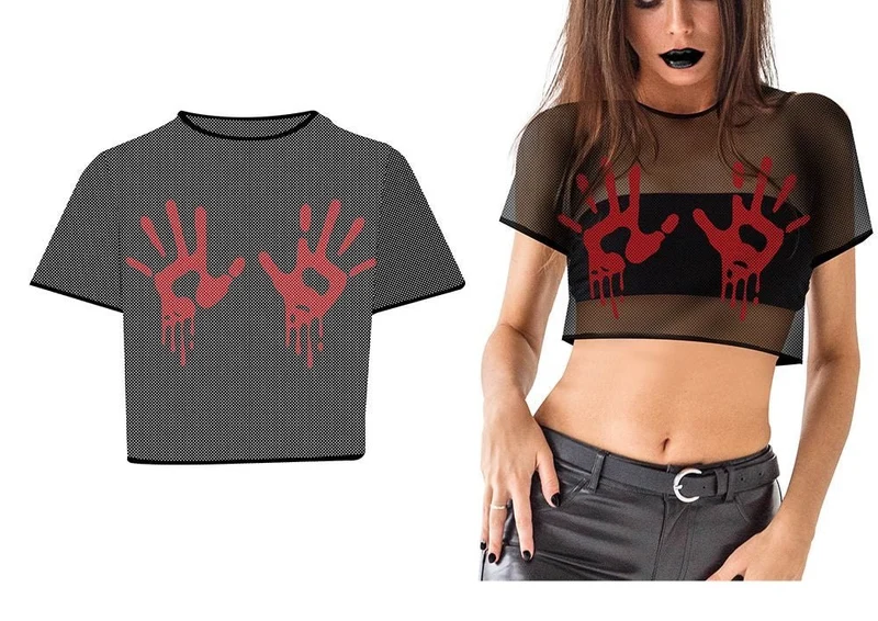Halloween-Shirt, schwarz, mit Händen