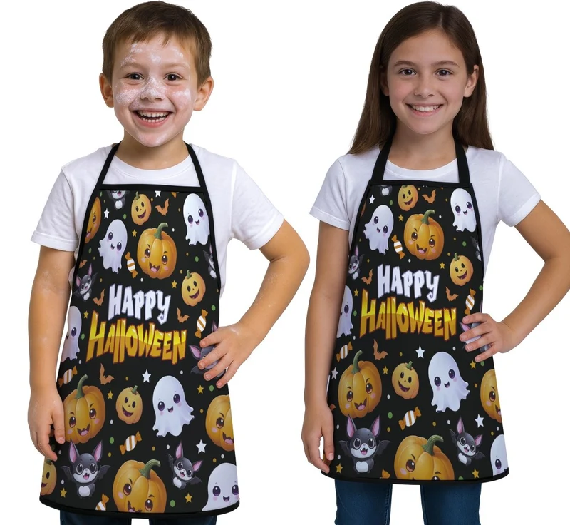 Halloween-Schürze, schwarz, für Kinder