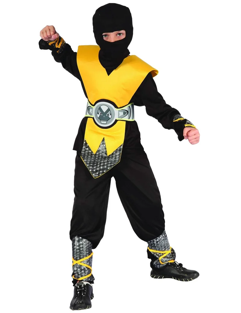 Gelbes Ninja Kostüm für Jungen