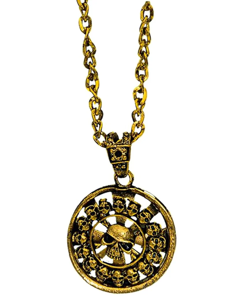 Goldene Halskette mit Piratenanhänger