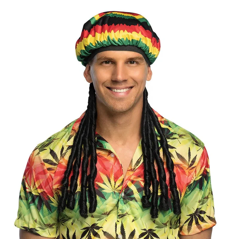 Rasta-Mütze, bunt, mit Haaren