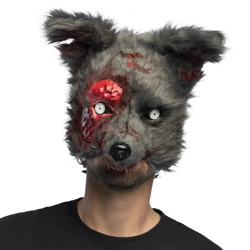 Werwolf-Maske, schwarz, blutverschmiert