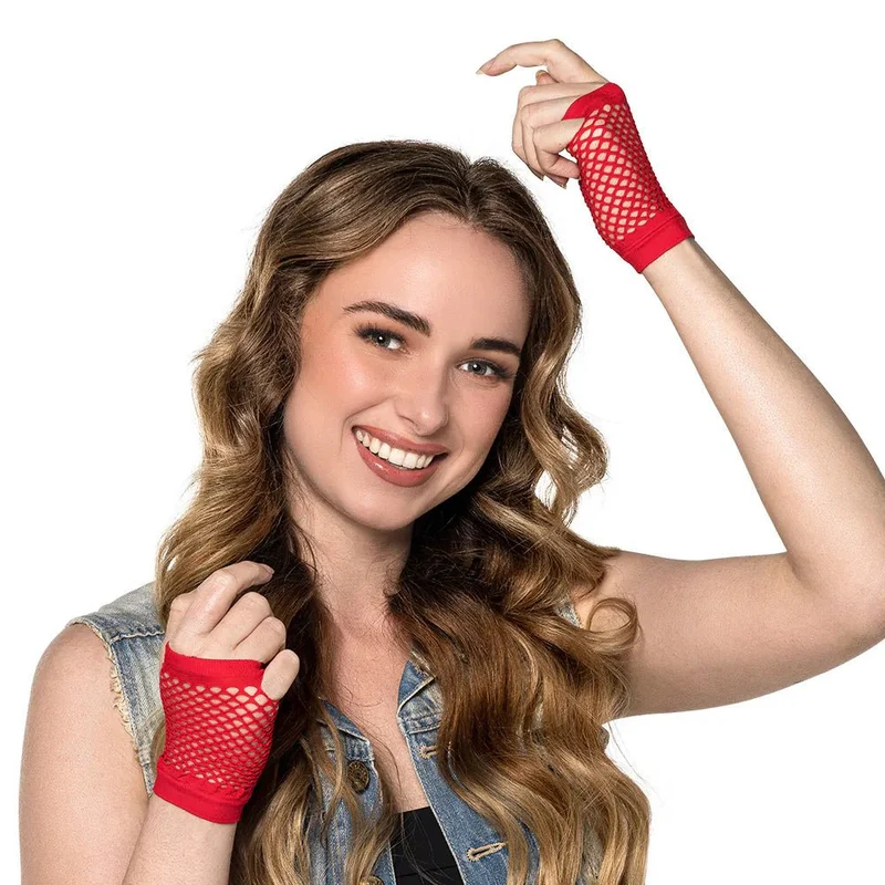 Fischernetz-Handschuhe Rot