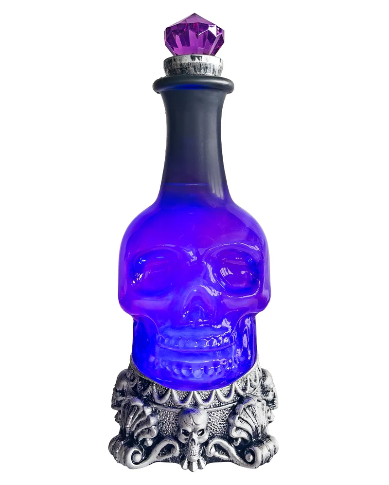 Violette Zaubertrankflasche mit Seelenschleim & Blue LED`s 28cm