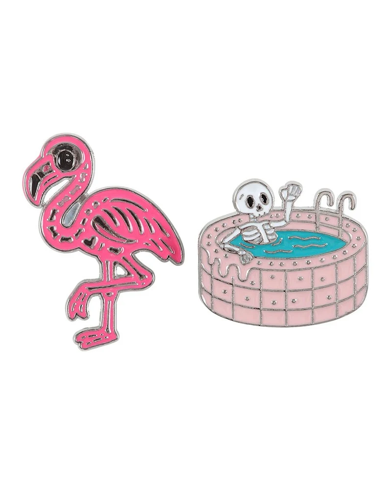Flamingo & Dead Cool Skeleton Pins 2 St.