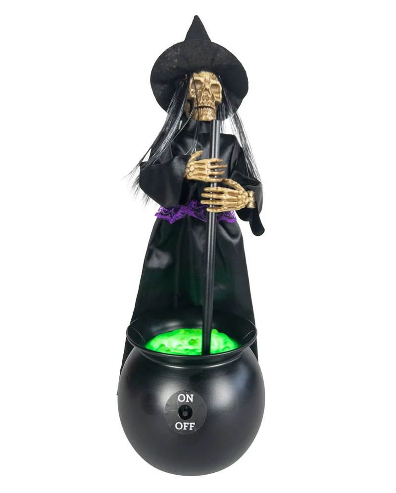 Kochende Hexe mit Licht & Sound Tischdeko 31cm