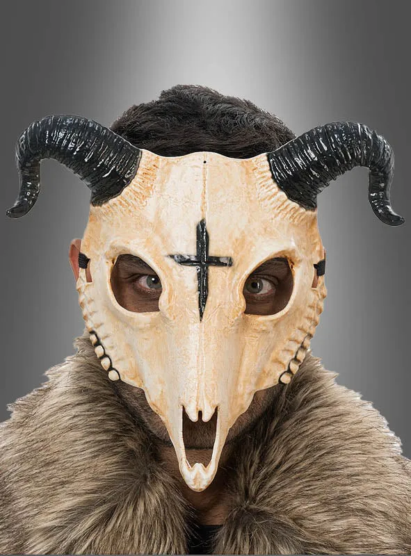 Gehörnte Tierschädel Halbmaske