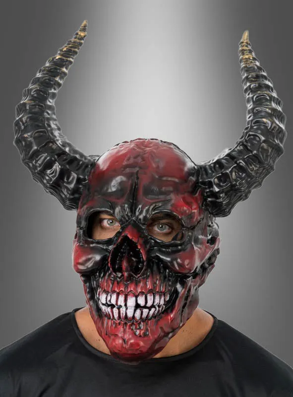 Roter Dämon mit Hörner Maske Deluxe