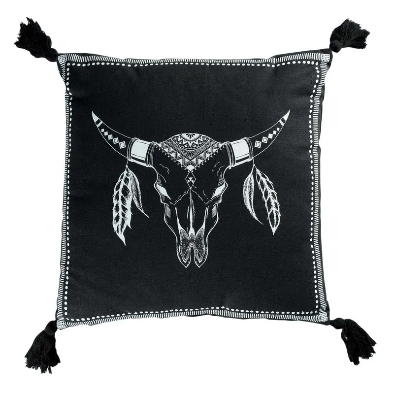 Dekokissen mit Füllung Stierkopf 40x40 cm schwarz