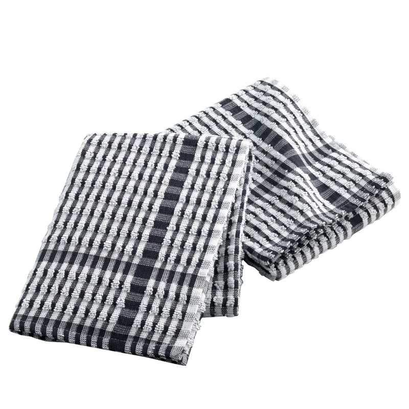 Küchentücher, 2-Set, Waffelstrucktur, Schwarz/weiß
