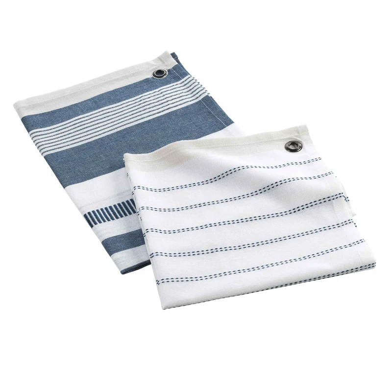 Küchenhandtuch & Geschirrtuch , 2-Set, Blau/Weiß gestreift