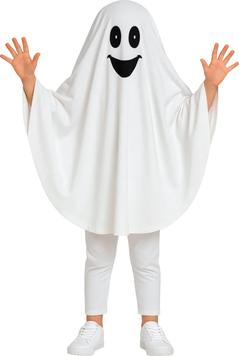 Halloween-Poncho für Kinder – Fröhliches Gespenst