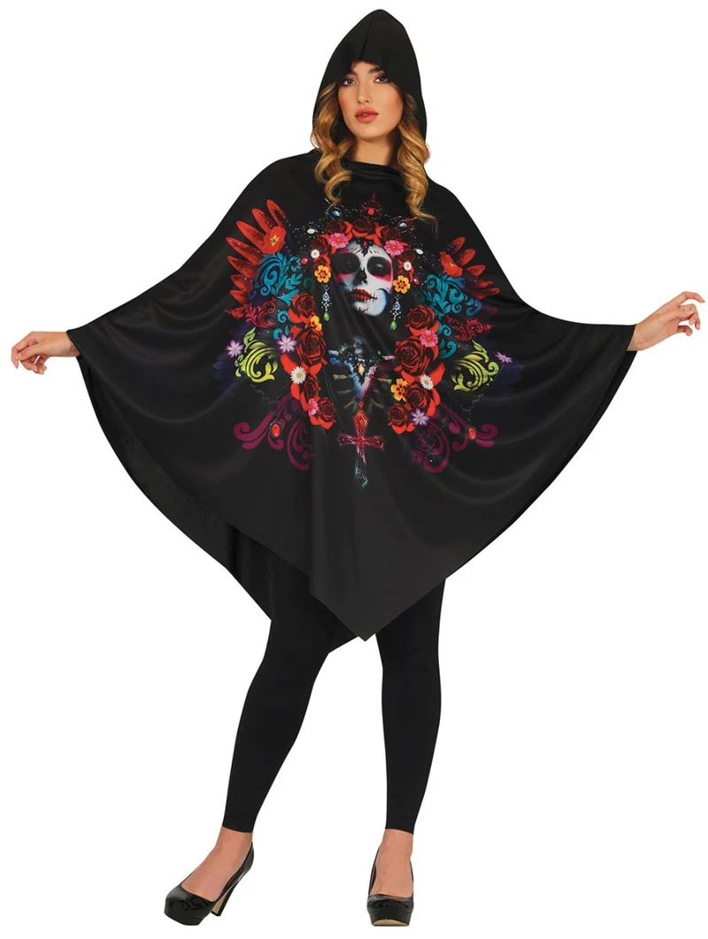 Halloween-Poncho für Damen „Catrina“