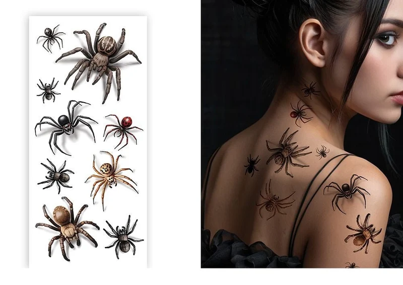 Halloween-Tattoo-Imitate mit Spinnen