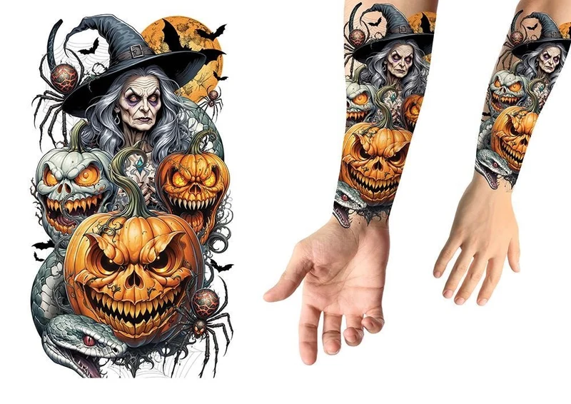 Halloween-Tattoo-Imitat, orange, 14 cm
