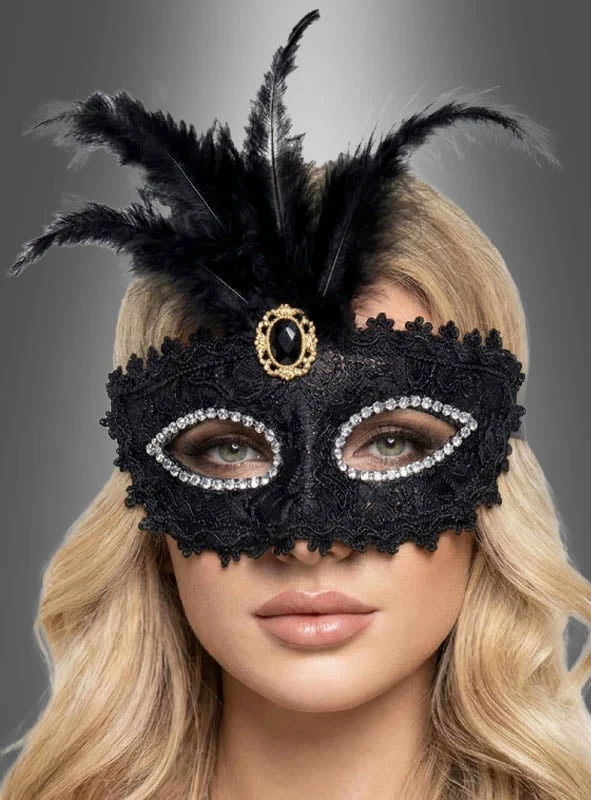 Maskenball Augenmaske mit Spitze silber oder schwarz