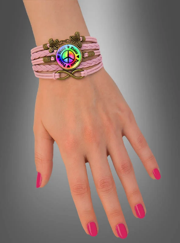 Peace Armband pink oder braun