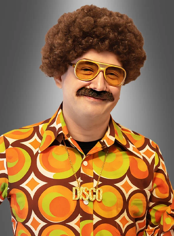 Disco Set für Herren mit Bart und Perücke