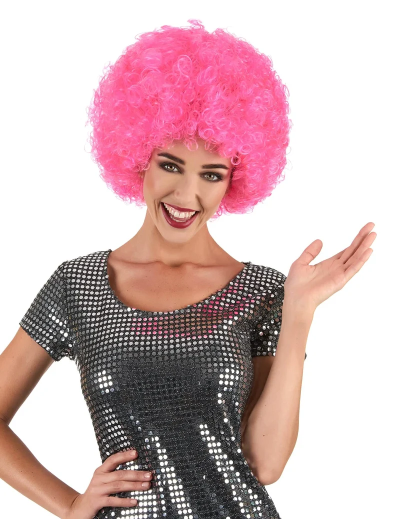 Rosa Disco-Afroperücke