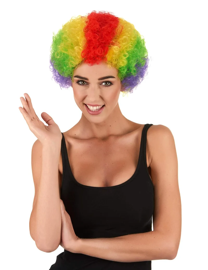 Afro-Perücke Clown bunt für Erwachsene
