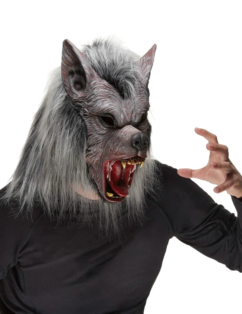 Halloween-Werwolfsmaske für Erwachsene mit Pelz