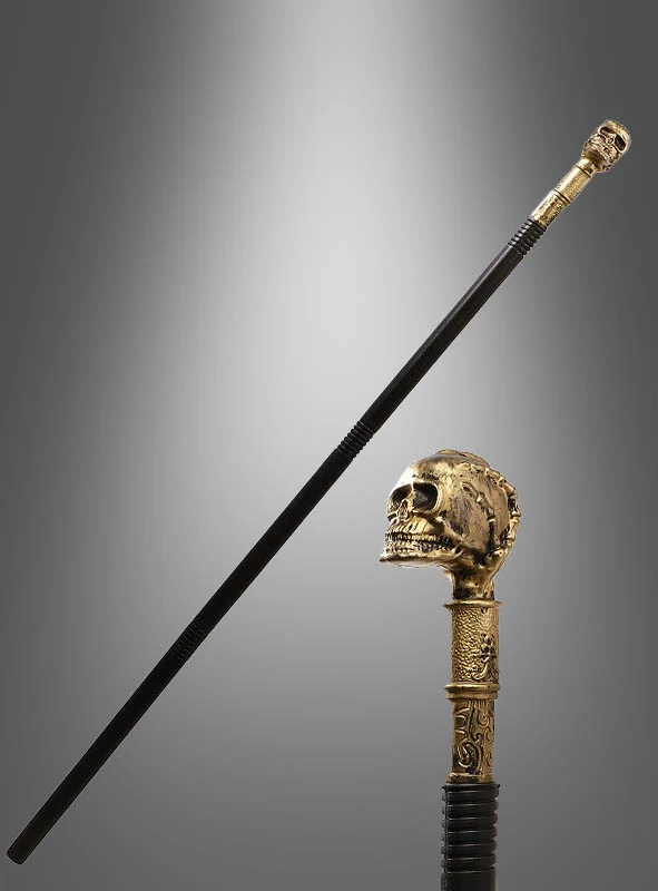 Gehstock 105cm extra lang Totenkopf gold