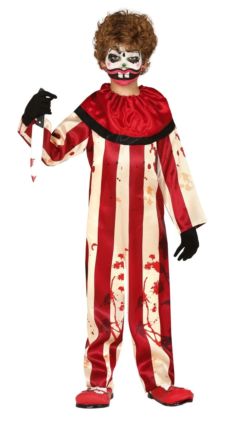 Bloederige Horror Clown Jumpsuit Kind – Rood Wit Halloween Kostuum