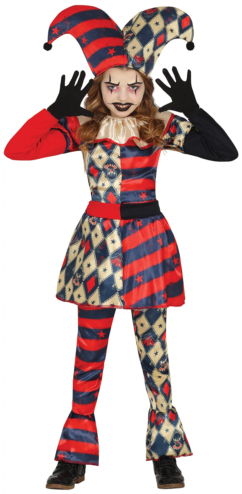 Enge Harlekijn Kostuum Kind – Halloween Joker Rood Blauw